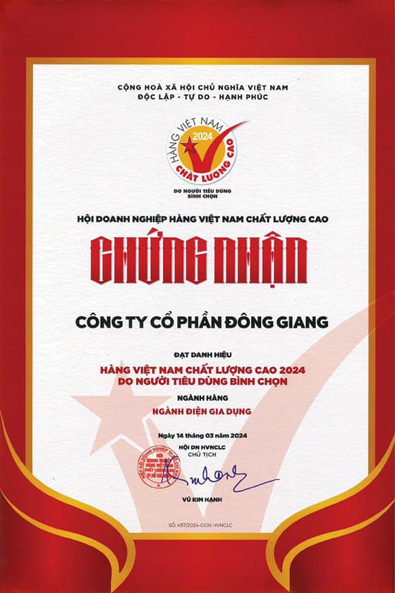 Chứng nhận hàng Việt Nam chất lượng cao Gold Cup
